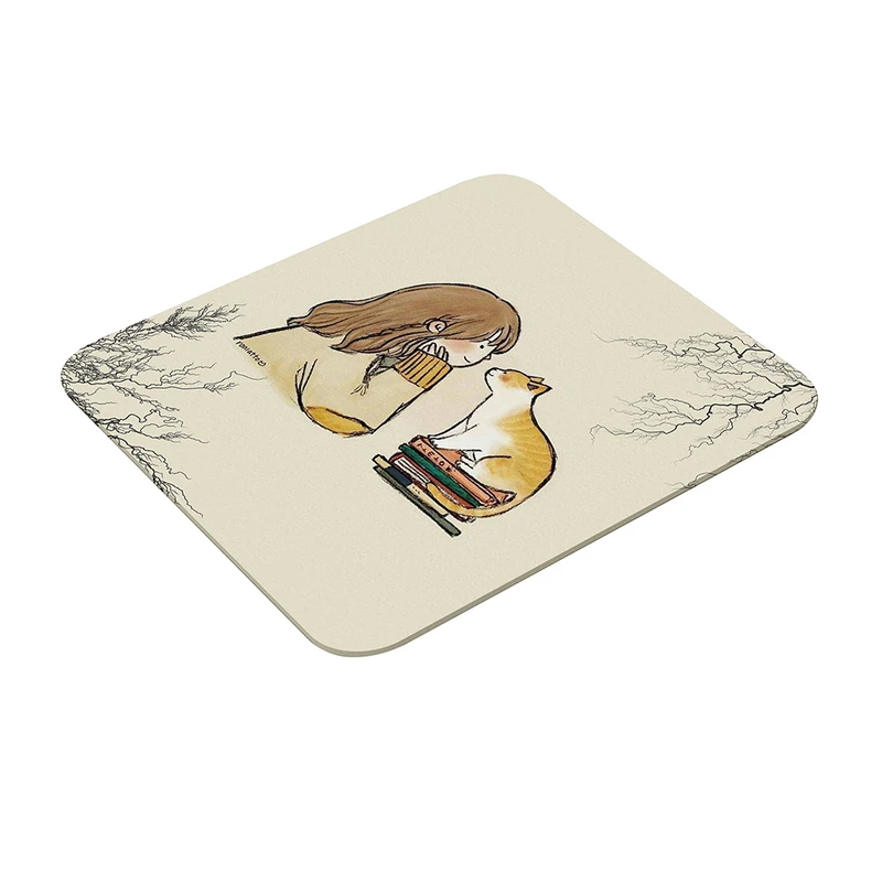 ماوس پد طرح دختر و گربه مدل فانتزی کد 1