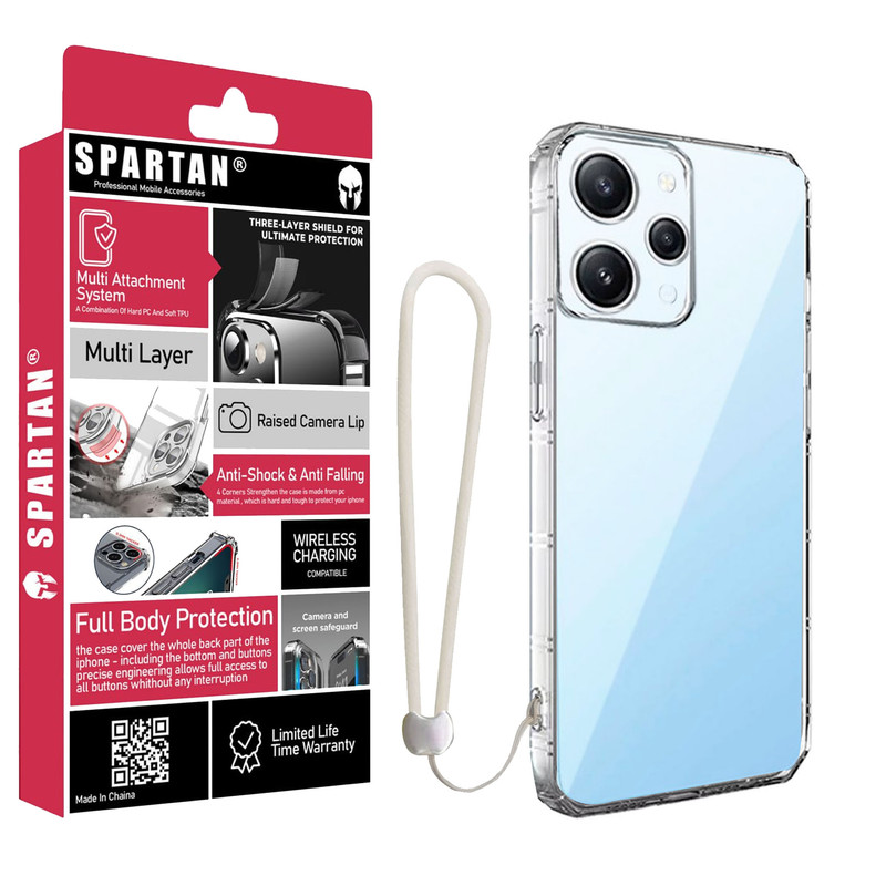 کاور اسپارتان مدل Airbag Four-Sided Apple Strap مناسب برای گوشی موبایل شیائومی Redmi 12 4G به همراه بندآویز