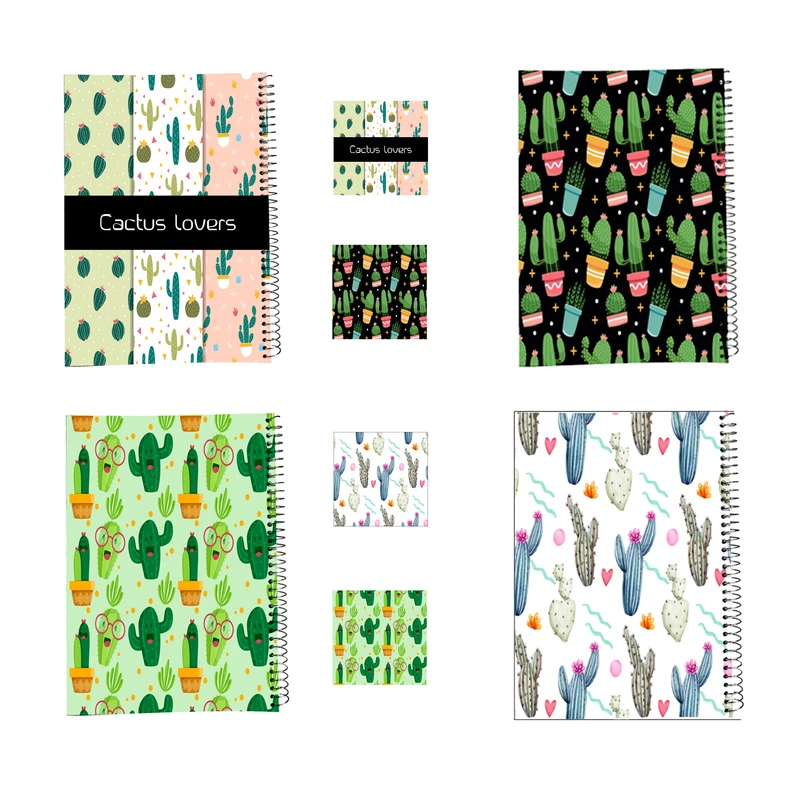 دفتر مشق 100 برگ مدل کاکتوس کد 1 به همراه برچسب - مجموعه 8 عددی
