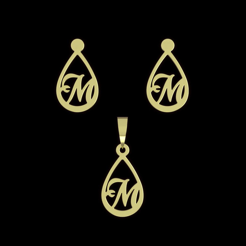 نیم ست طلا 18 عیار زنانه مدوپد مدل حرف M کد NA11236