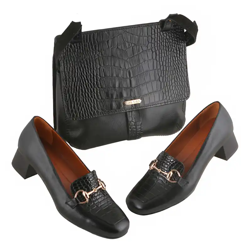 ست کیف و کفش زنانه چرم یلسان مدل ساینا کد SERENA-GC-926-msk