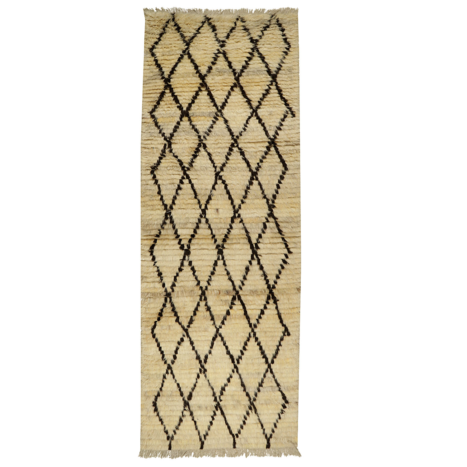 فرش دستبافت کناره طول سه متر  طرح مراکشی مدل شگی کد 997199