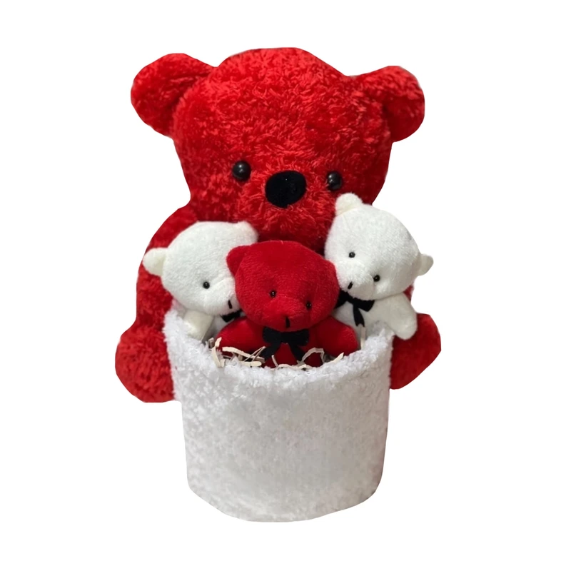 ست هدیه عروسک مدل بوکت باکس خرسی ارتفاع ۲۳ سانتی متر