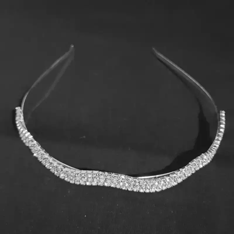 تل مو زنانه مدل فلزی 3 ردیف نگین موج