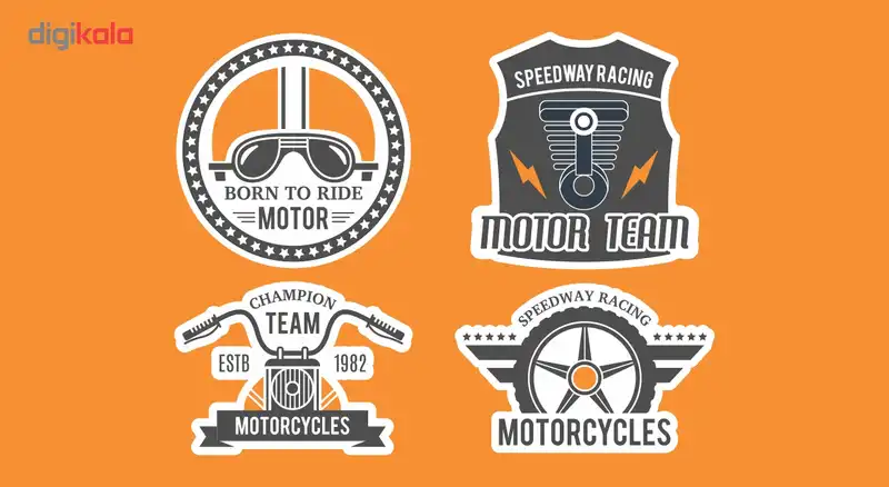 استیکر موتور سیکلت طرح MOTORS مدل BSB-00116 مجموعه 4 عددی