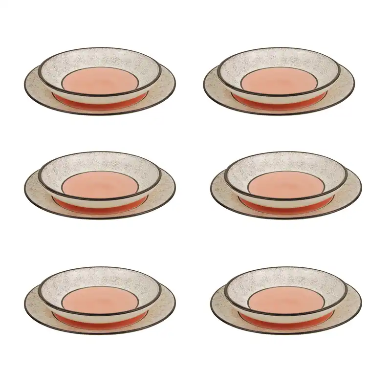 بشقاب سرامیکی مدل پلو و خورشت خوری خورشید کد kh po 12 مجموعه 12 عددی