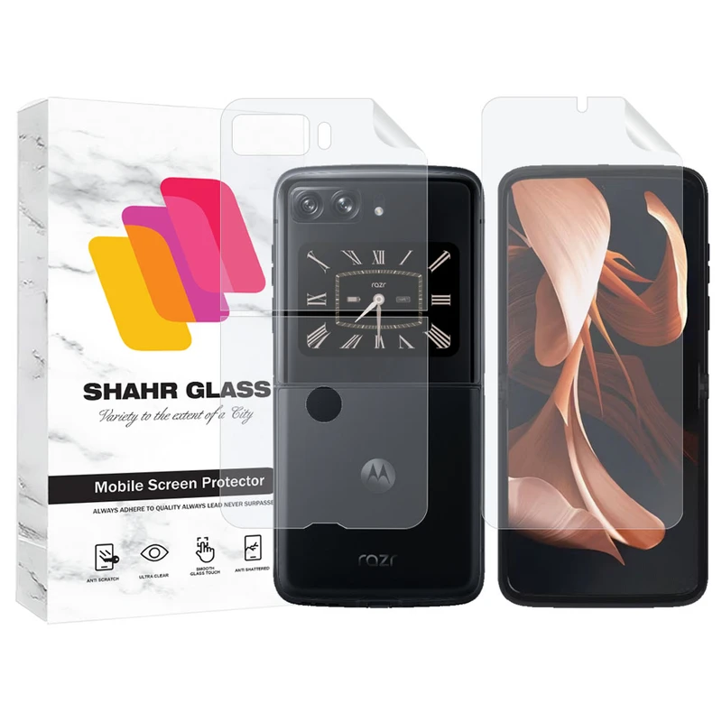 محافظ صفحه نمایش شهر گلس مدل MTNANFBSH مناسب برای گوشی موبایل موتوورلا Razr 2022 به همراه محافظ پشت گوشی