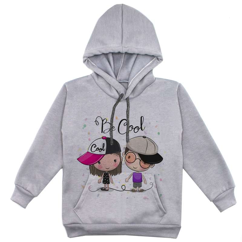 هودی دخترانه مدل دختر و پسر F41 رنگ طوسی