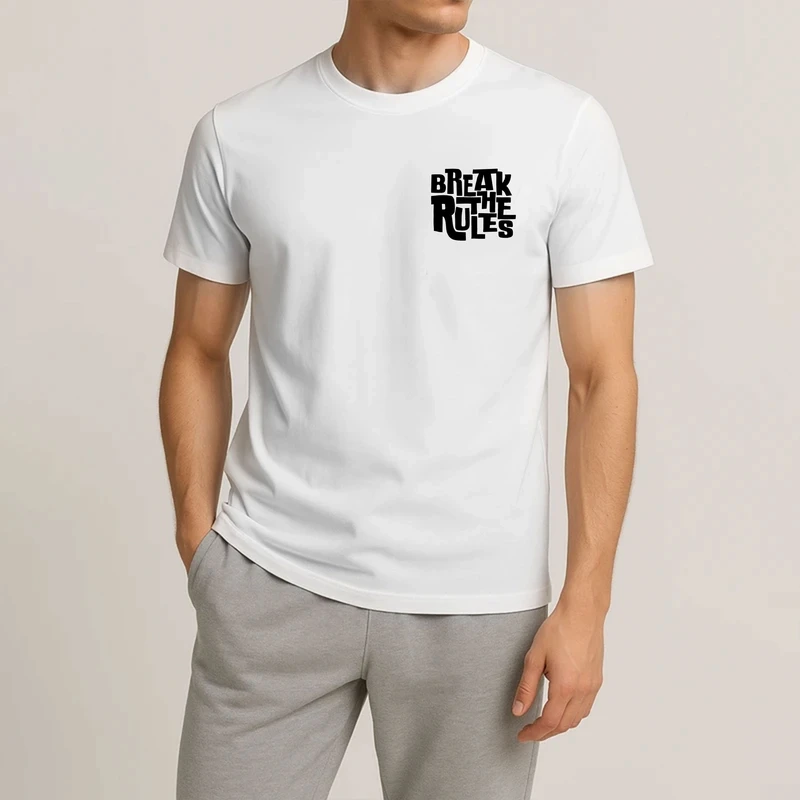 تی‌شرت آستین کوتاه مردانه مدل آراکس طرح Break The Rules کد WH.2007