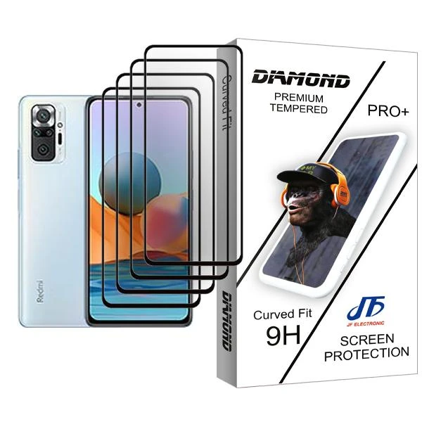 محافظ صفحه نمایش جی اف مدل Diamond Glass MIX004 مناسب برای گوشی موبایل شیائومی Redmi Note 10 Pro بسته چهار عددی