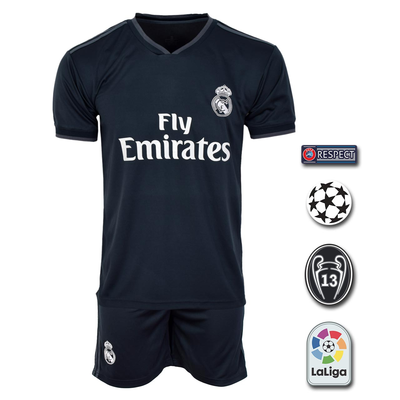 پیراهن و شورت ورزشی طرح ایسکو مدل رئال مادرید Away18/19 به همراه تگ