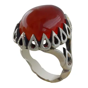 انگشتر نقره مردانه ملک زیور مدل عقیق سرخ کد 277