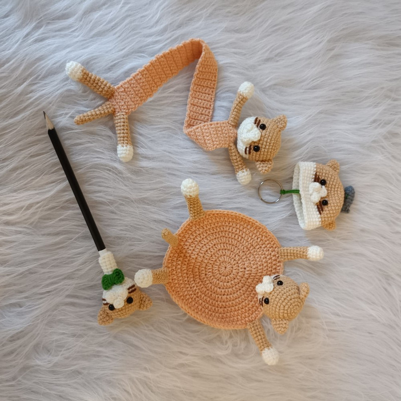 بسته لوازم تحریر مدل گربه مجموعه 4 عددی