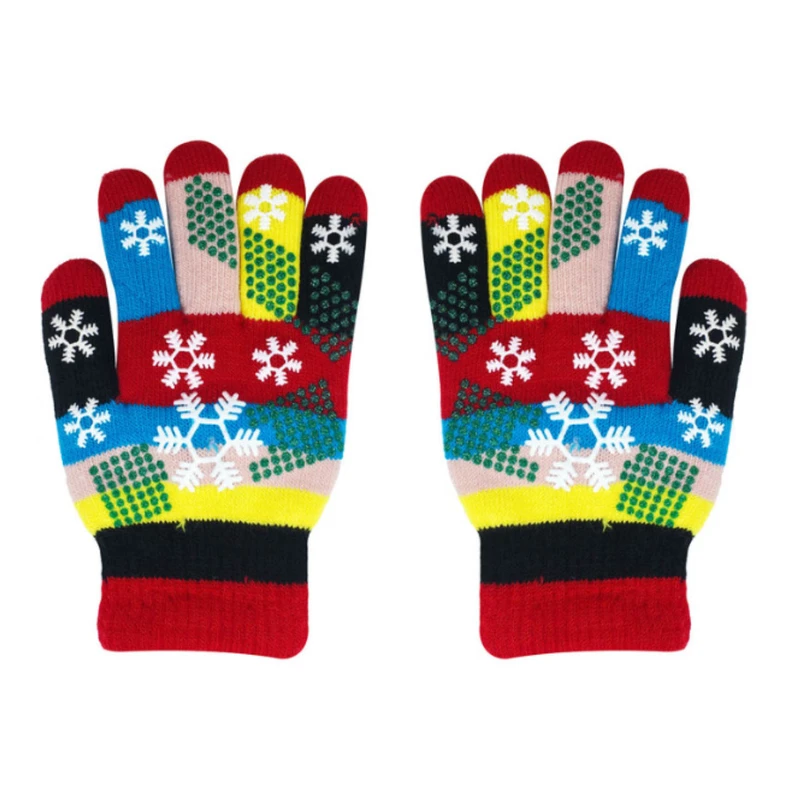 دستکش بافتنی دخترانه مدل زمستانی طرح دانه برف کد 3-6