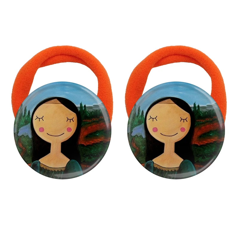 کش مو زنانه مدل نقاشی مونا لیزا لبخند ژوکوند کد S15142 بسته دو عددی