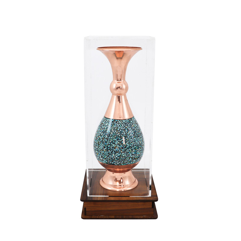 گلدان فیروزه کوبی مسی صنایع دستی فاخر مدل هدیه کد 20pack25glass