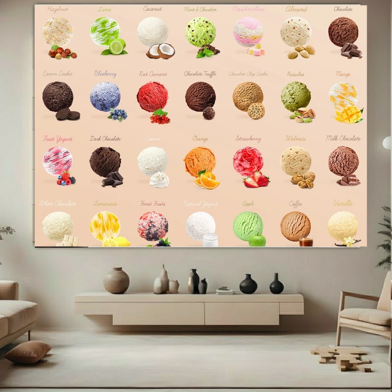 تابلو بوم طرح مخمل منو بستنی مدل اسکوپ بستنی کد BK23020