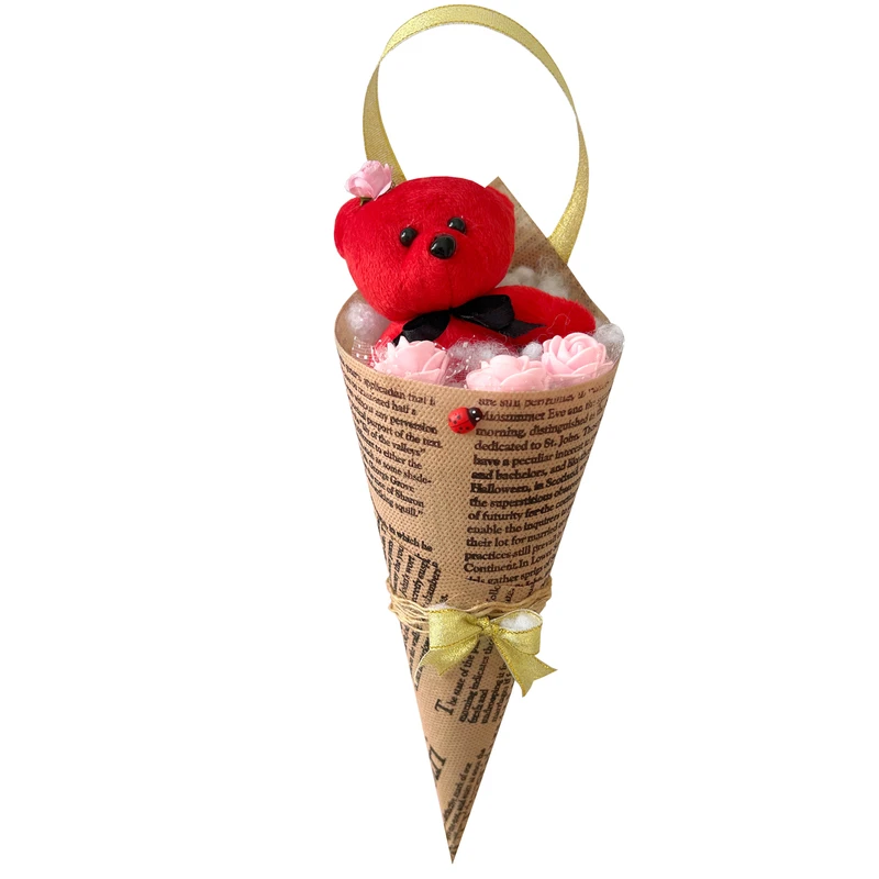 دکوری مدل قیف هدیه طرح خرس قرمز کد 40