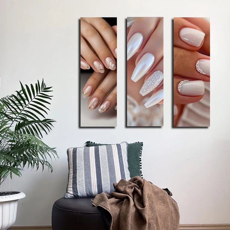 تابلو شاسی بکلیت طرح سالن زیبایی و کاشت ناخن مدل SH-5194 مجموعه 3 عددی