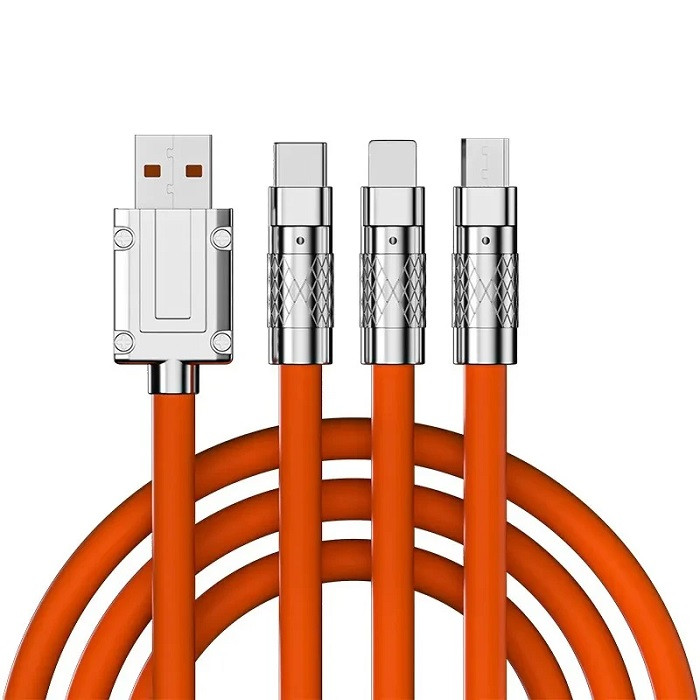 کابل تبدیل USB به micro USB/لایتنینگ/USB-C مدل B012025 طول 1.2 متر