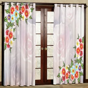 پرده مدل گل دار و سایه گل هازان پانچی کد 1361 سایز 140x200 سانتی متر