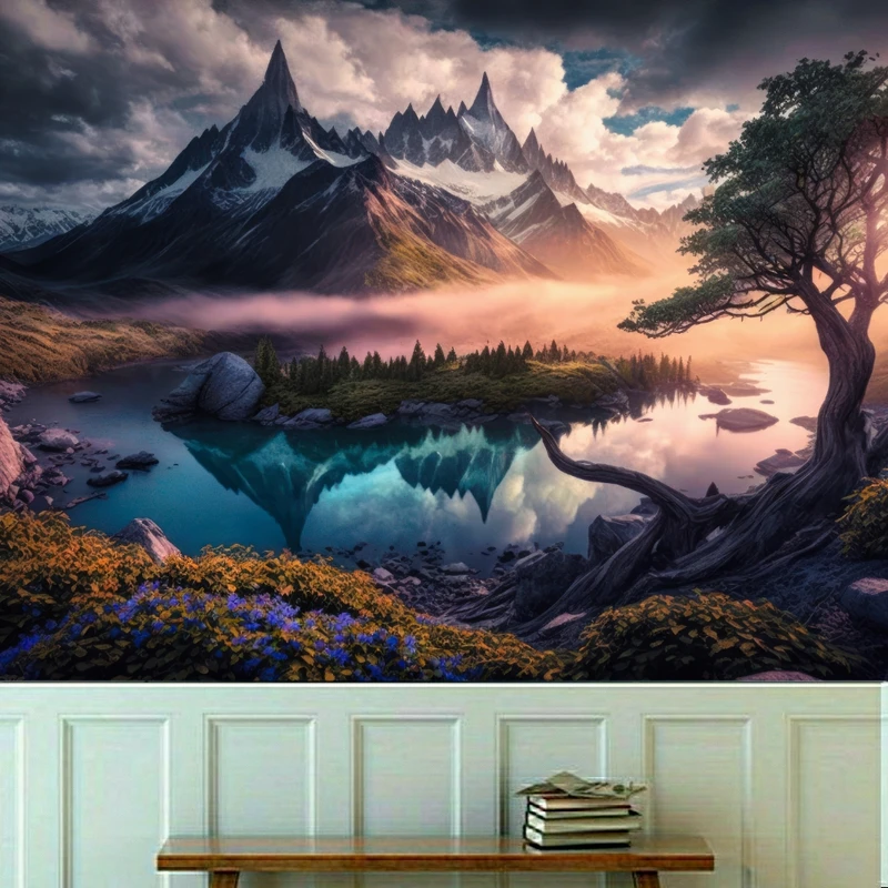 کاغذ دیواری طرح منظره کوهستان برفی کد KF624