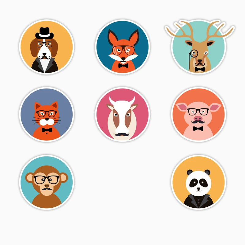 استیکر لپ تاپ و موبایل بووم طرح آواتار حیوانات کد MR151 مجموعه 8 عددی