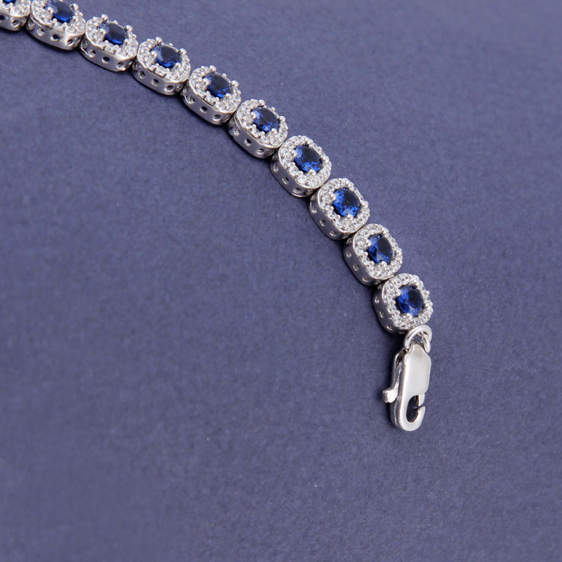 دستبند نقره زنانه مدل ماهلین یاقوت کبود کد rzzdeh-084