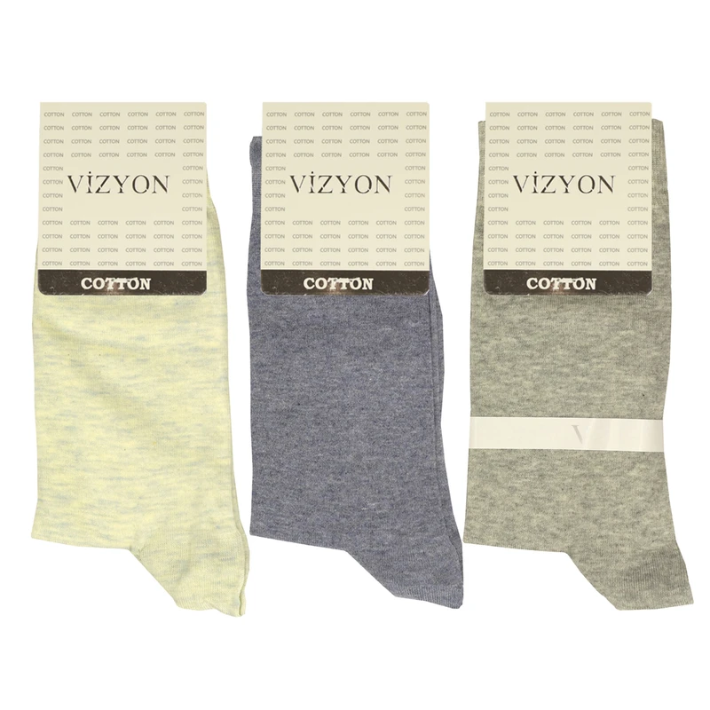 جوراب ساق بلند مردانه ویزیون کد VMS1073Z8 بسته 3 عددی