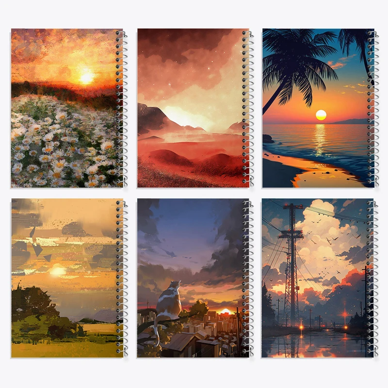 دفتر مشق 100 برگ خندالو طرح غروب کد 989 مجموعه 6 عددی