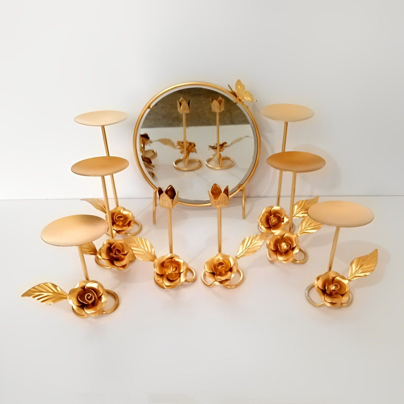 مجموعه ظروف هفت سین 9 پارچه مدل گل فلزی