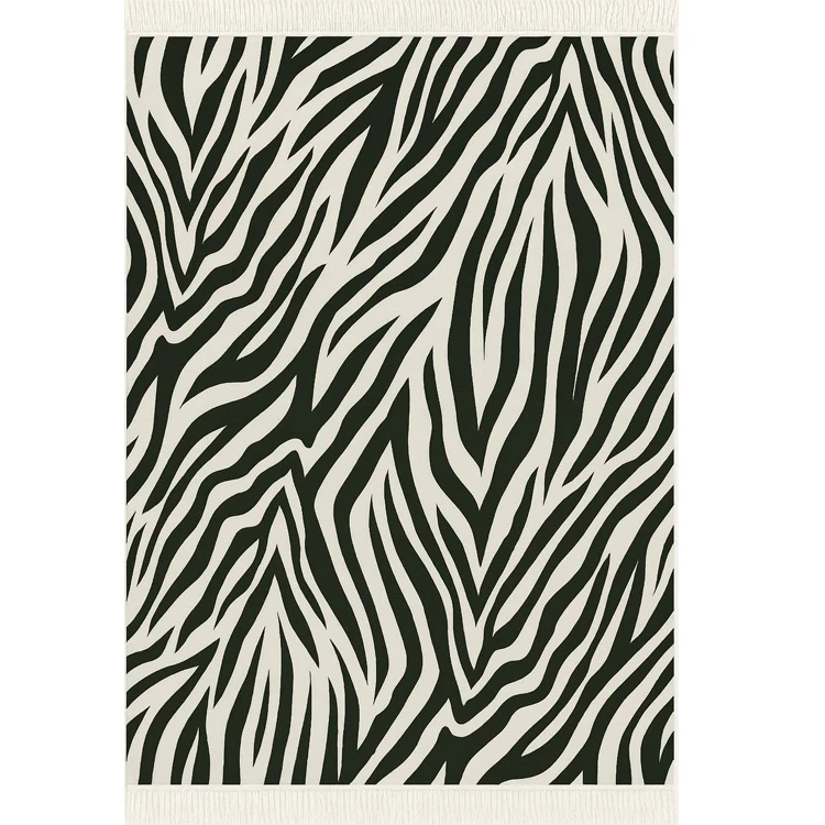 فرش ماشینی 1000 شانه هانوکس زمینه مشکی حاشیه چندرنگ مدل HANM.0015