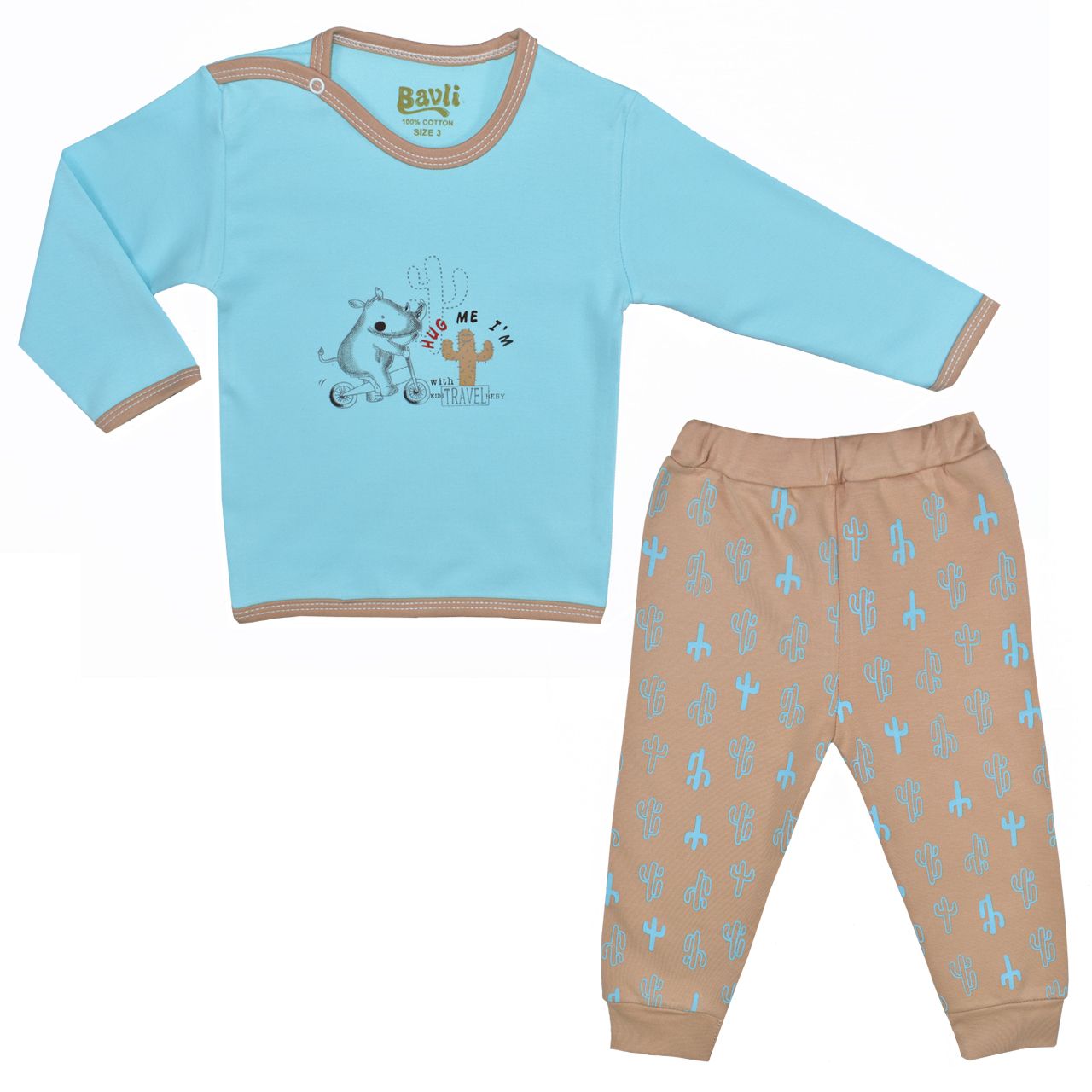 ست تی شرت و شلوار نوزادی باولی مدل بوفالو کد 1