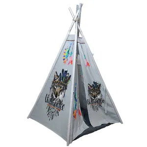 چادر بازی کودک مدل چادر سرخپوستی طرح گرگ