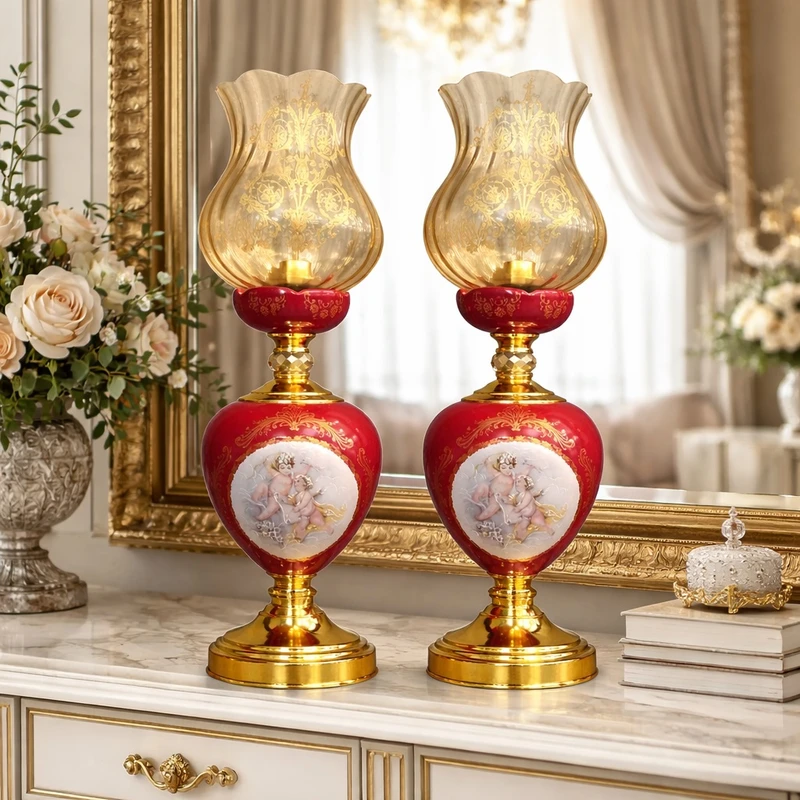 چراغ رومیزی مدل سرامیکی مجموعه 2 عددی