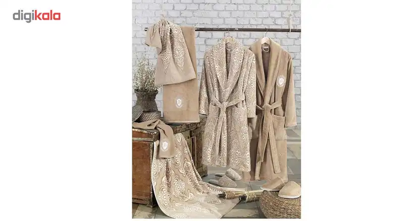 سرویس حوله پالتویی 8 تکه دانتلا ویتا سری کادیفه مدل داماسک