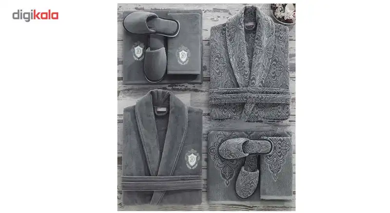 سرویس حوله پالتویی 8 تکه دانتلا ویتا سری کادیفه مدل داماسک