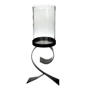 جاشمعی ایتال دکور مدل Black Stand With Clear Glass