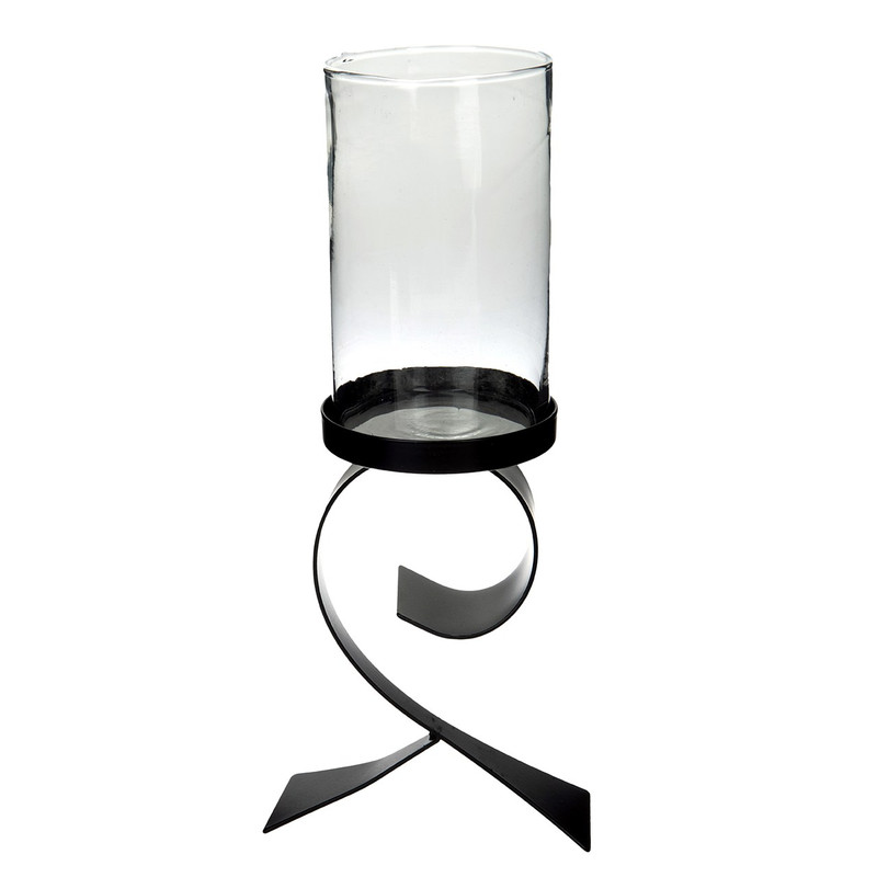 جاشمعی ایتال دکور مدل Black Stand With Clear Glass