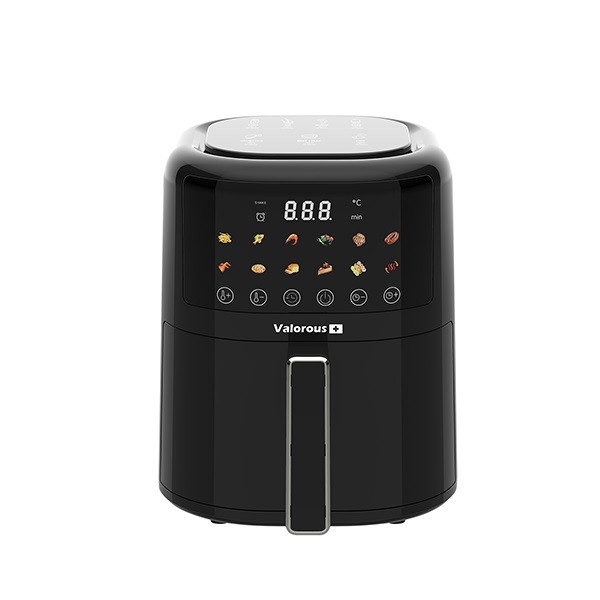 سرخ کن بدون روغن 6 لیتری والوروس مدل VL – 605 با بدنه و محفظه داخلی استیل 304، المنت حرارتی بالا و پایین، گرمایش سریع PTC و کنترل دیجیتال، بیشتر از 7 برنامه پخت و ظرف متحرک قابل شست‌وشو