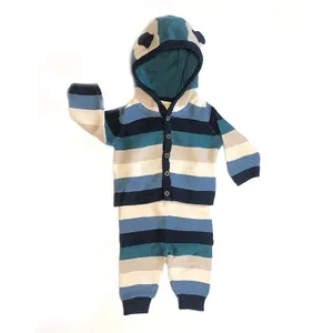 ست ژاکت و شلوار بافتنی نوزادی لوپیلو مدل راه راه