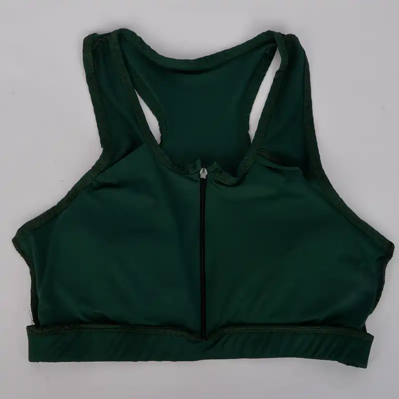 نیم تنه ورزشی زنانه مدل 268003612 جلو زیپ دار رنگ سبز