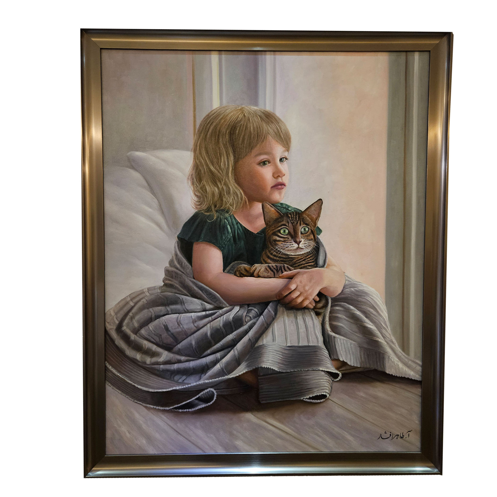 نکته خرید - قیمت روز تابلو نقاشی طرح دختر با گربه خرید