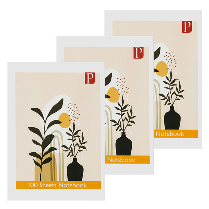 دفتر مشق 100 برگ مدل گلدان گل درشت مجموعه 3 عددی