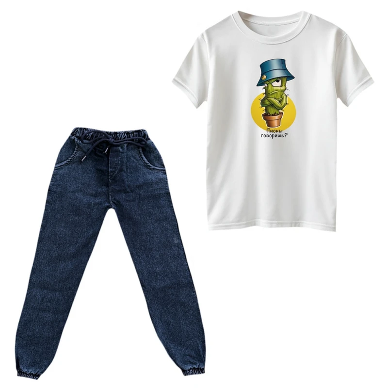 ست تی‌شرت و شلوار پسرانه مدل کاکتوس