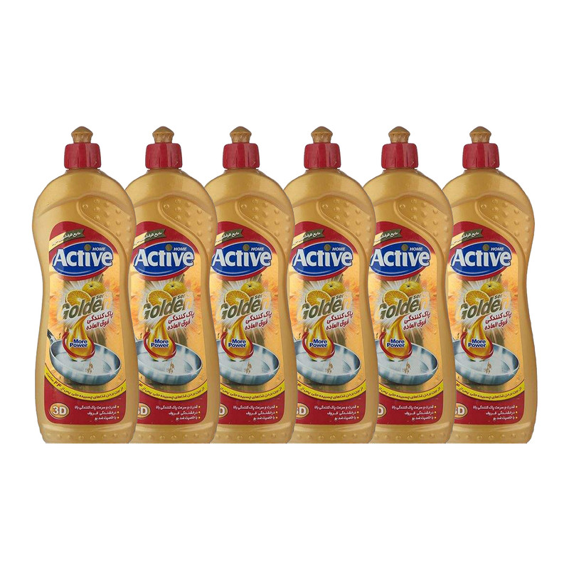مایع ظرفشویی اکتیو سری Golden مدل Orange حجم 750 گرم بسته 6 عددی