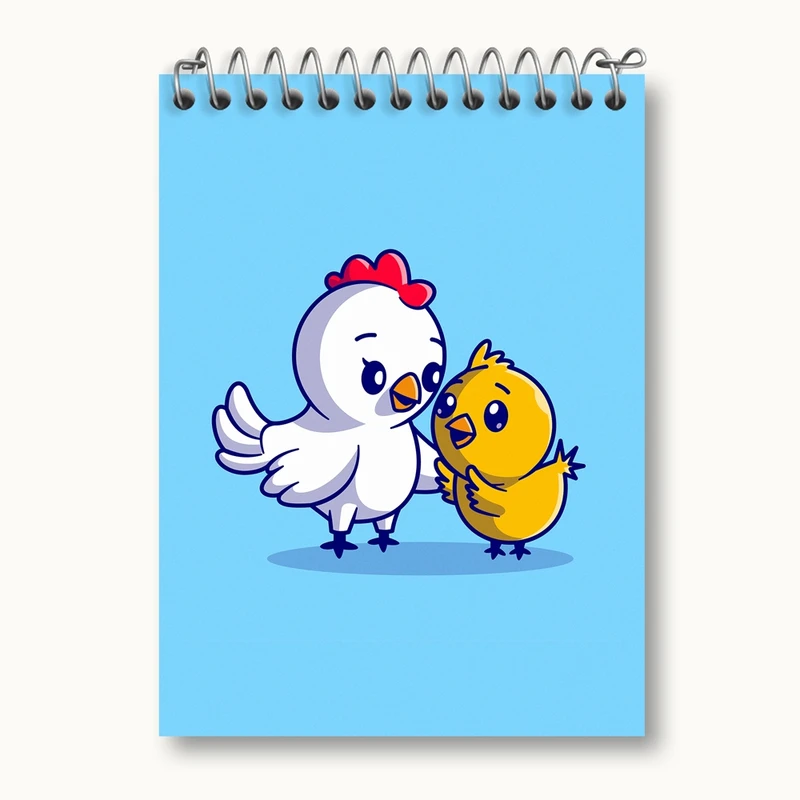 دفتر یادداشت 50 برگ خندالو مدل حیوانات بامزه مرغ و جوجه کد 29652