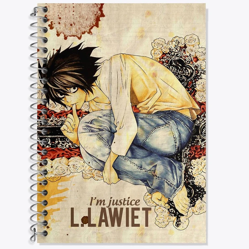 دفتر زبان 50 برگ خندالو مدل سه خط طرح ال لاولیت انیمه دفترچه مرگ Death Note کد 11298