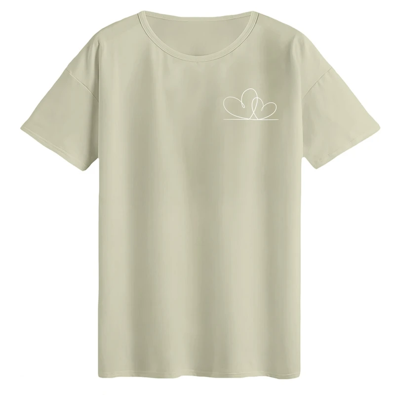 تی‌شرت لانگ آستین کوتاه زنانه مدل دوقلب سفید