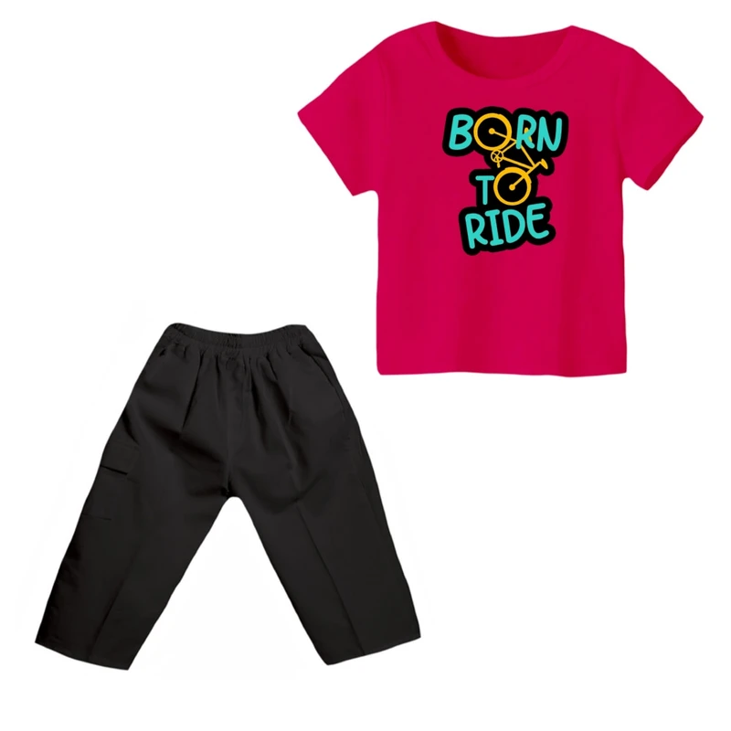 ست تی شرت و شلوارک پسرانه مدل دوچرخه کد ۱۵